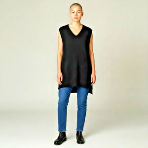 NWT Soya Concept Black Sleeveless Long Sweater Vest #1732 Size XXL